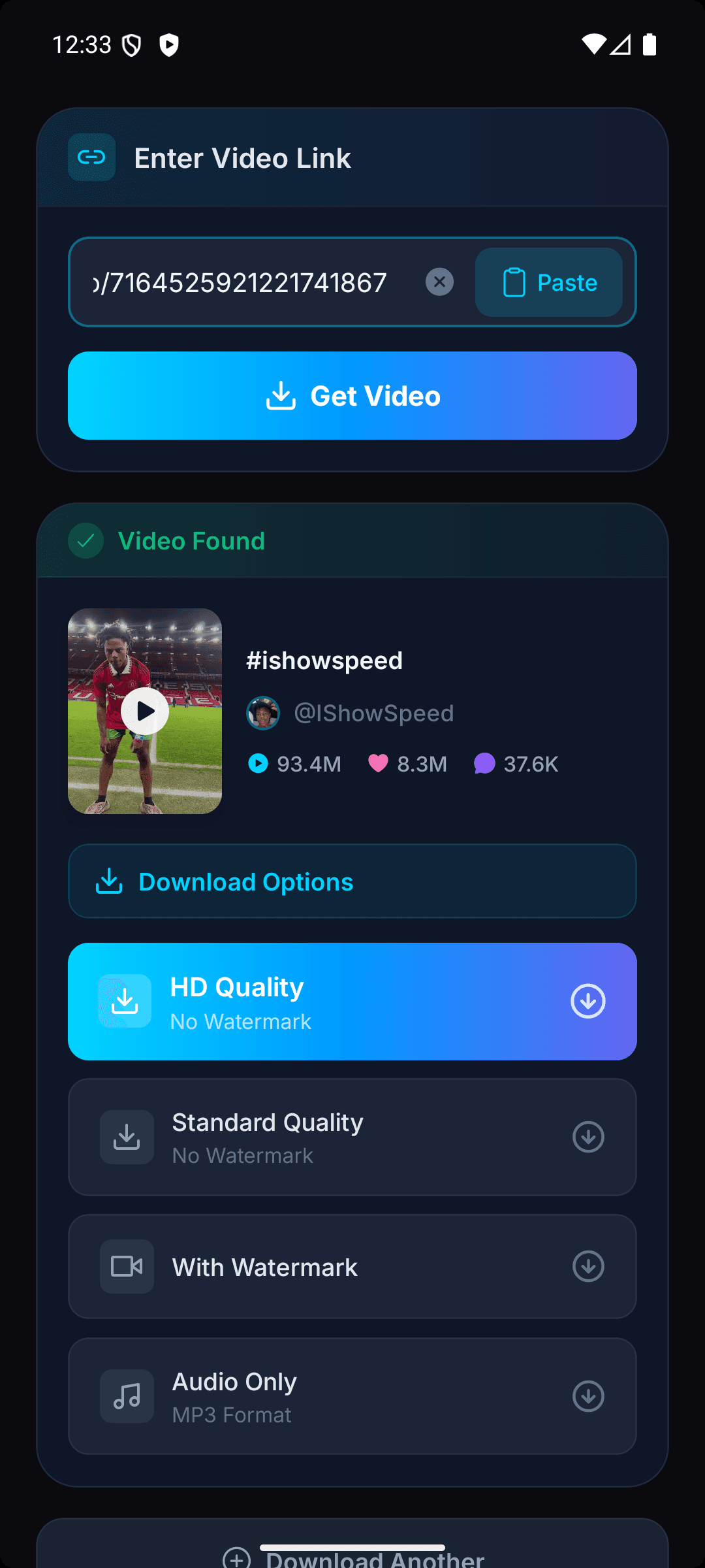 Tùy chọn tải xuống ứng dụng Snaptik